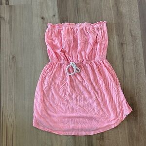 Vintage Billabong Pink and White Strapless coverup size medium 🌺 🌊 ☀️